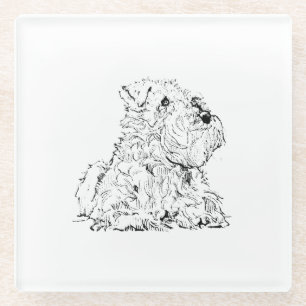 Miniature Schnauzer Dog Illustration Glass Coaster