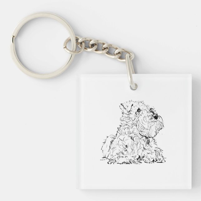 Miniature Schnauzer Dog Illustration Key Ring (Front)