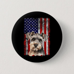 Miniature Schnauzer Dog Lover Flag 4th of July 6 Cm Round Badge