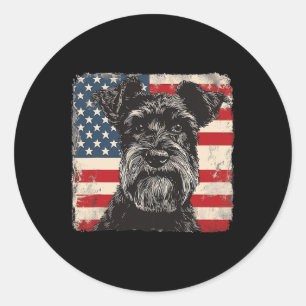 Miniature Schnauzer Dog Patriotic 4th Of July Gift Classic Round Sticker