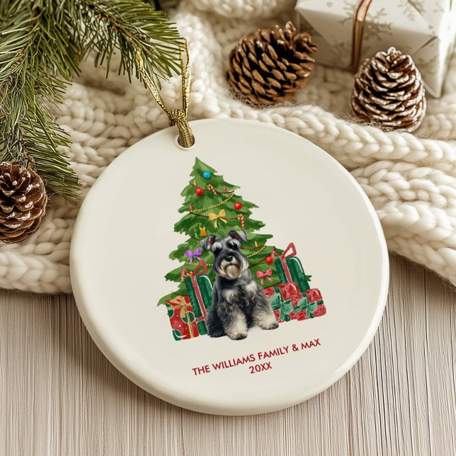 Miniature Schnauzer Dog Personalised Christmas Ceramic Tree Decoration (Creator Uploaded)