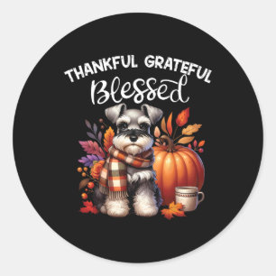 Miniature Schnauzer Dog Pumpkin Spice Happy Fall Y Classic Round Sticker