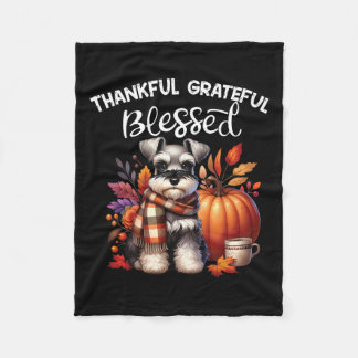 Miniature Schnauzer Dog Pumpkin Spice Happy Fall Y Fleece Blanket
