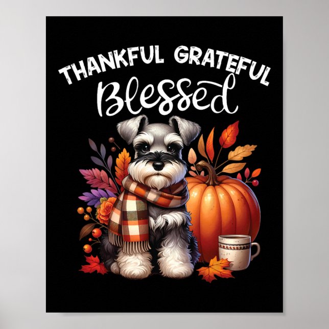 Miniature Schnauzer Dog Pumpkin Spice Happy Fall Y Poster (Front)