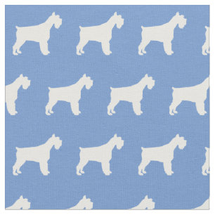 Miniature Schnauzer Dog Silhouette Pet Light Blue Fabric