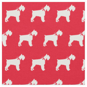 Miniature Schnauzer Dog Silhouette Pet Red Fabric