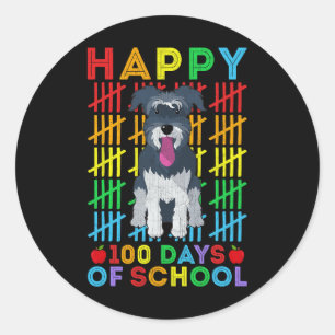 Miniature Schnauzer Dog Student Happy 100 Days of Classic Round Sticker