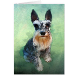 Miniature Schnauzer Dog Water Colour Art Painting