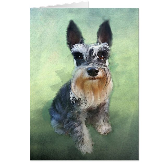 Miniature Schnauzer Dog Water Colour Art Painting (Front)