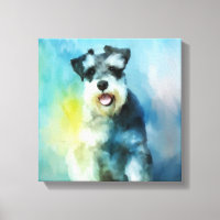 Miniature Schnauzer Dog Water Colour Art Painting