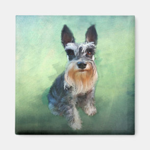 Miniature Schnauzer Dog Water Colour Art Painting Magnet