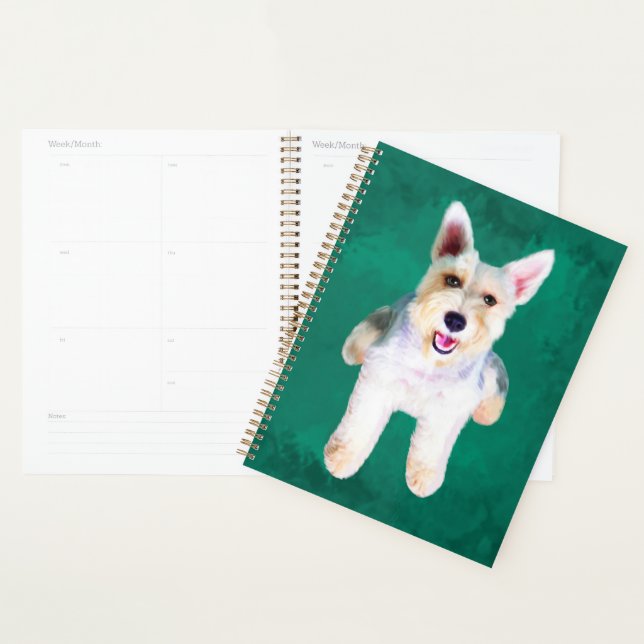 Miniature Schnauzer Dog Water Colour Art Painting Planner (Display)