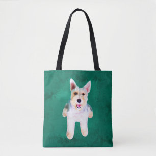 Miniature Schnauzer Dog Water Colour Art Painting Tote Bag