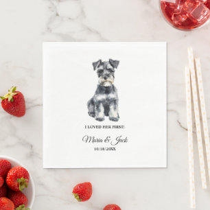 Miniature Schnauzer Dog Wedding Napkins with Photo