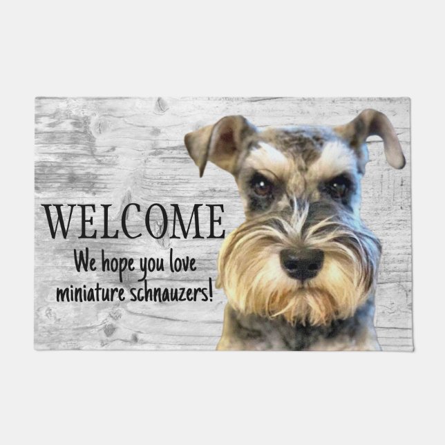 Miniature Schnauzer Dog Welcome Puppy Cute Funny Doormat (Front)