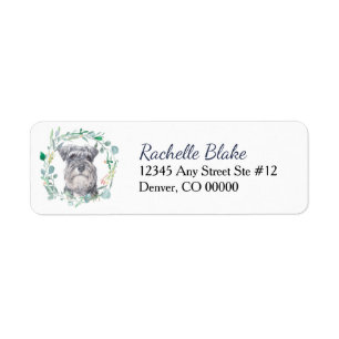 Miniature Schnauzer Dog Wreath Return Address