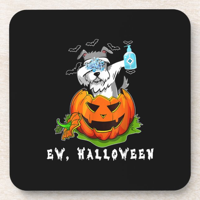 Miniature Schnauzer Ew Halloween Pumpkin Washing Coaster (Front)
