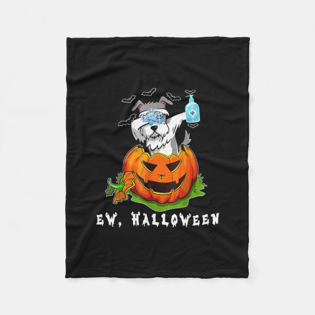 Miniature Schnauzer Ew Halloween Pumpkin Washing Fleece Blanket (Front)