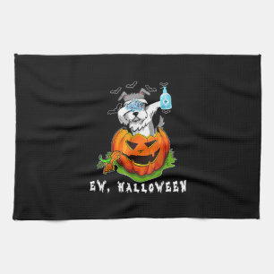 Miniature Schnauzer Ew Halloween Pumpkin Washing Tea Towel