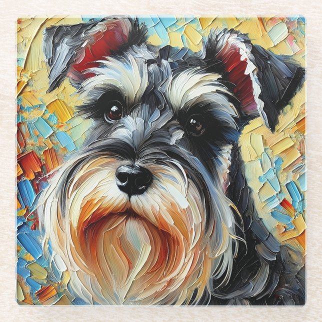 Miniature Schnauzer Glass Coaster (Front)