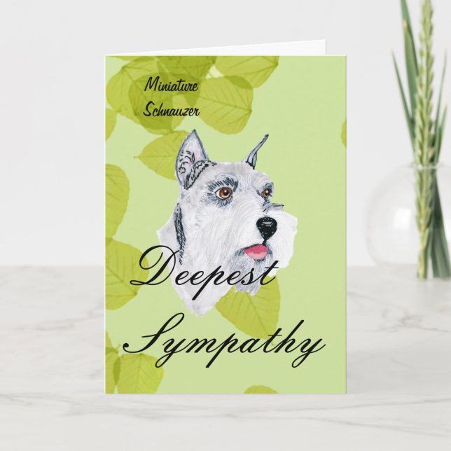 Miniature Schnauzer - Green Leaves Design Card (Front)