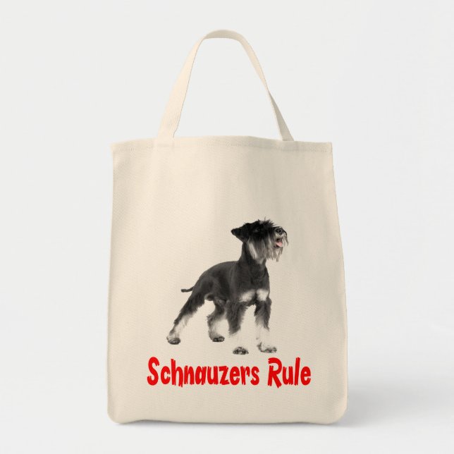 Miniature Schnauzer Grey Puppy Dog Red Love Tote (Front)