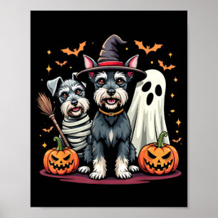 Miniature Schnauzer Halloween Costume Mummy Witch Poster