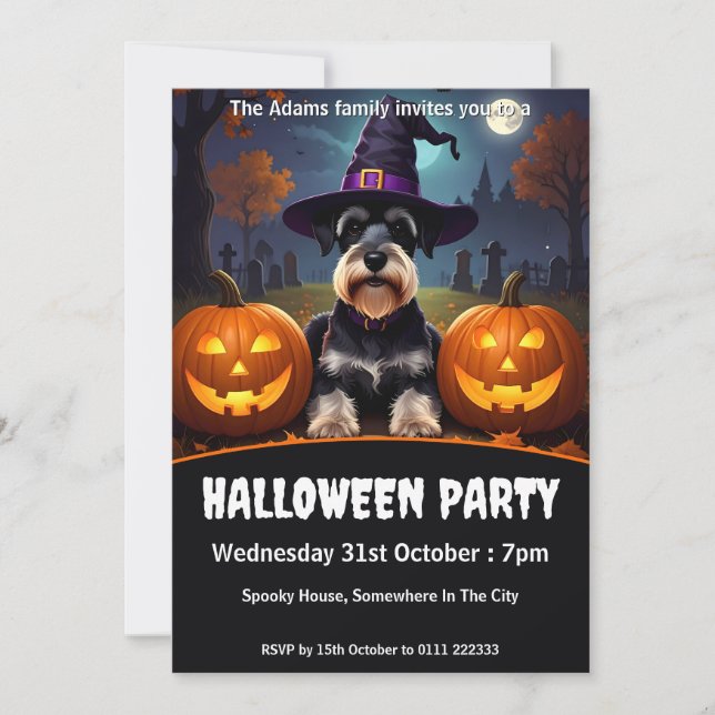 Miniature Schnauzer Halloween Party Invitation (Front)