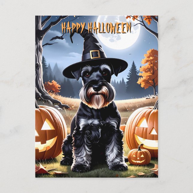 Miniature Schnauzer Halloween Postcard (Front)
