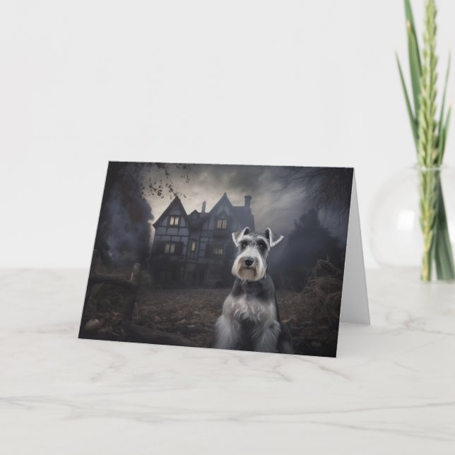 Miniature Schnauzer Halloween Scary Card (Front)