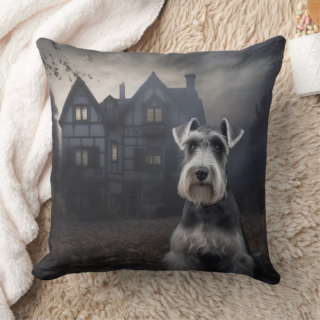 Miniature Schnauzer Halloween Scary Cushion (Blanket)