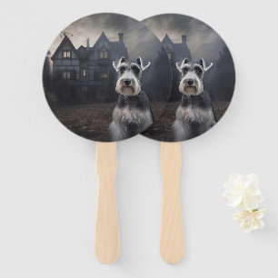 Miniature Schnauzer Halloween Scary Hand Fan