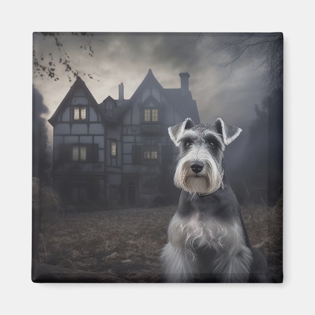 Miniature Schnauzer Halloween Scary Magnet (Front)
