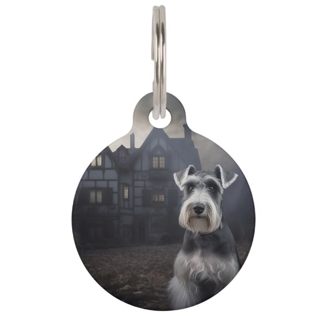 Miniature Schnauzer Halloween Scary Pet Tag (Front)