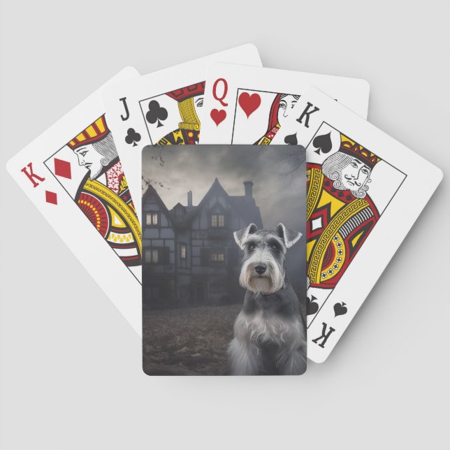 Miniature Schnauzer Halloween Scary Playing Cards (Back)