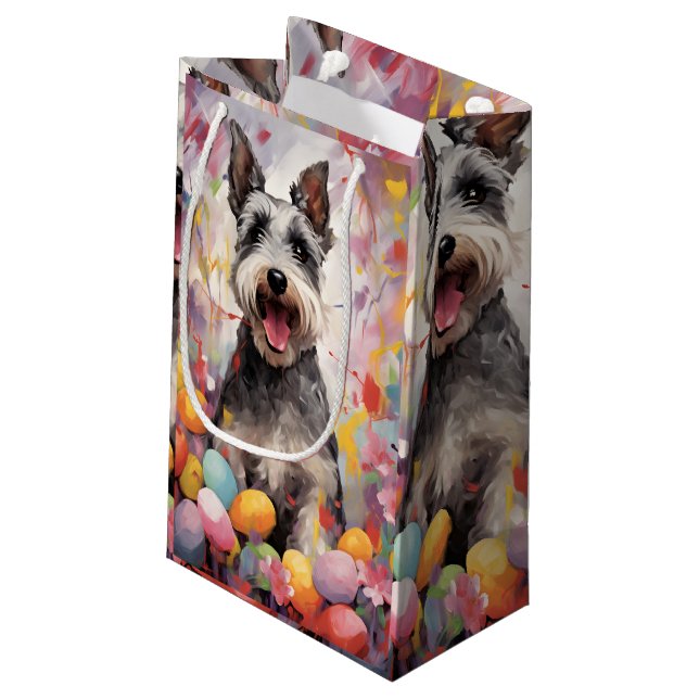 Miniature Schnauzer Happy Easter Small Gift Bag (Back Angled)