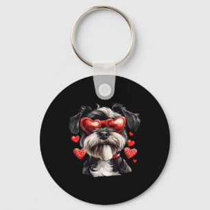 Miniature Schnauzer Heart Gles Valentines Day Dog Key Ring