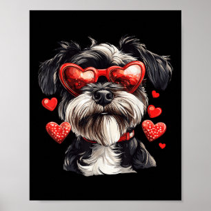 Miniature Schnauzer Heart Gles Valentines Day Dog Poster