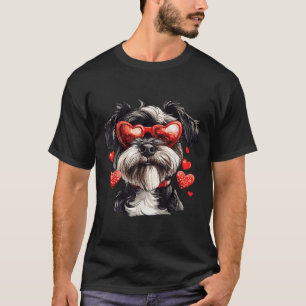 Miniature Schnauzer Heart Gles Valentines Day Dog T-Shirt