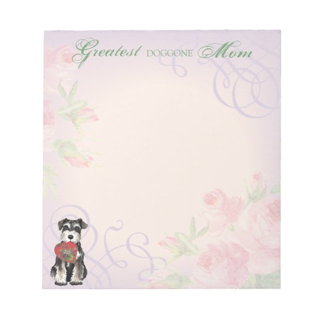 Miniature Schnauzer Heart Mom Notepad (Front)