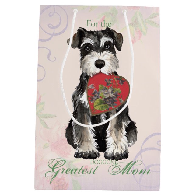 Miniature Schnauzer Heart Mum Medium Gift Bag (Back)