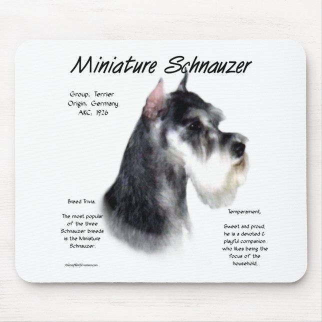 Miniature Schnauzer History Design Mouse Mat (Front)