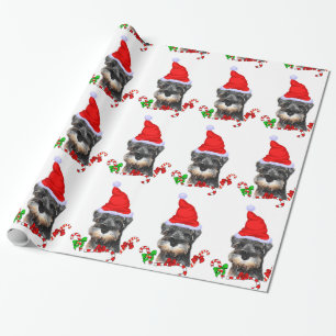 Miniature Schnauzer in Santa Hat Wrapping Paper