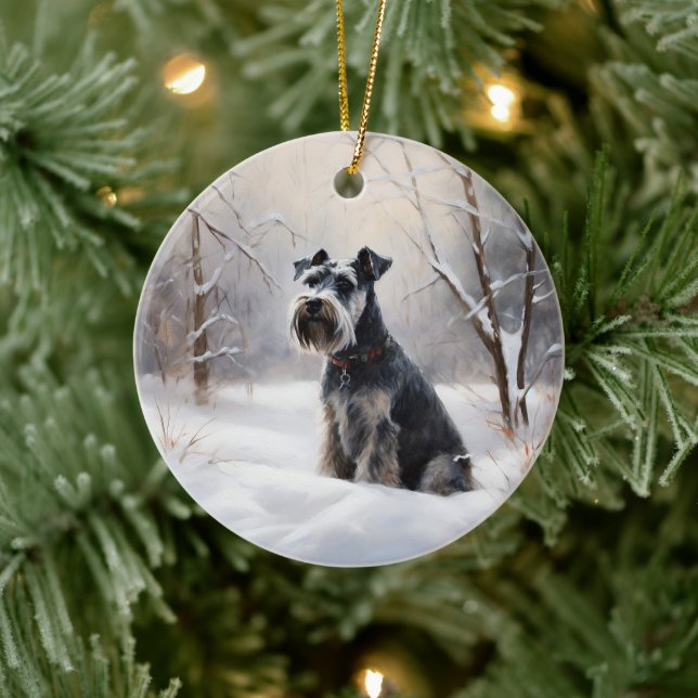 Miniature Schnauzer Let It Snow Christmas Ceramic Tree Decoration (Tree)