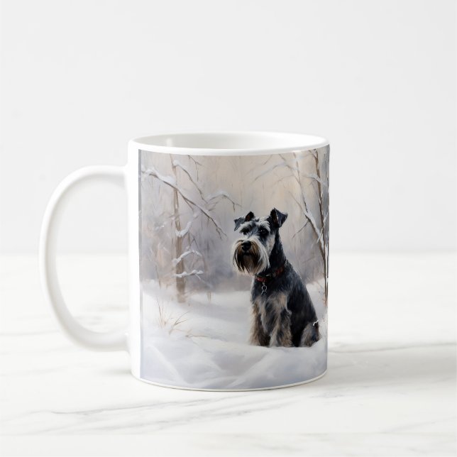 Miniature Schnauzer Let It Snow Christmas Coffee Mug (Left)