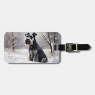 Miniature Schnauzer Let It Snow Christmas Luggage Tag