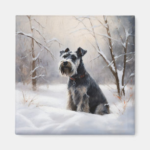 Miniature Schnauzer Let It Snow Christmas Magnet