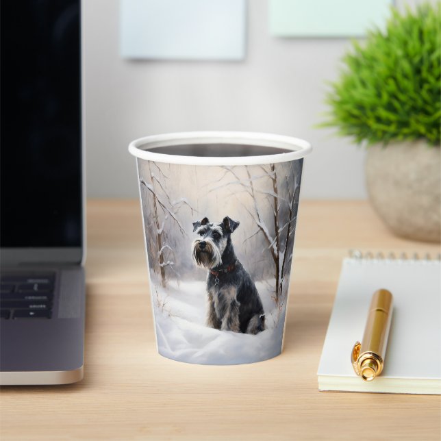 Miniature Schnauzer Let It Snow Christmas Paper Cups (Insitu)
