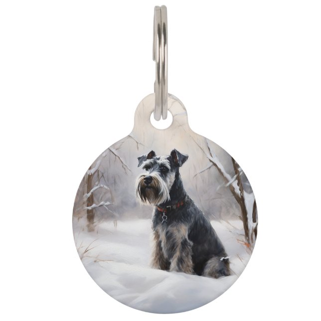 Miniature Schnauzer Let It Snow Christmas Pet Tag (Front)