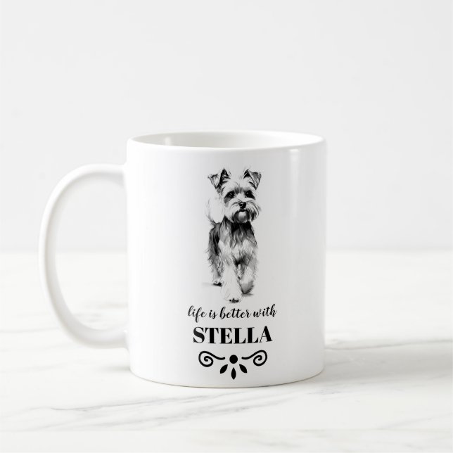 Miniature Schnauzer Life is better Custom Dog Name Coffee Mug (Left)